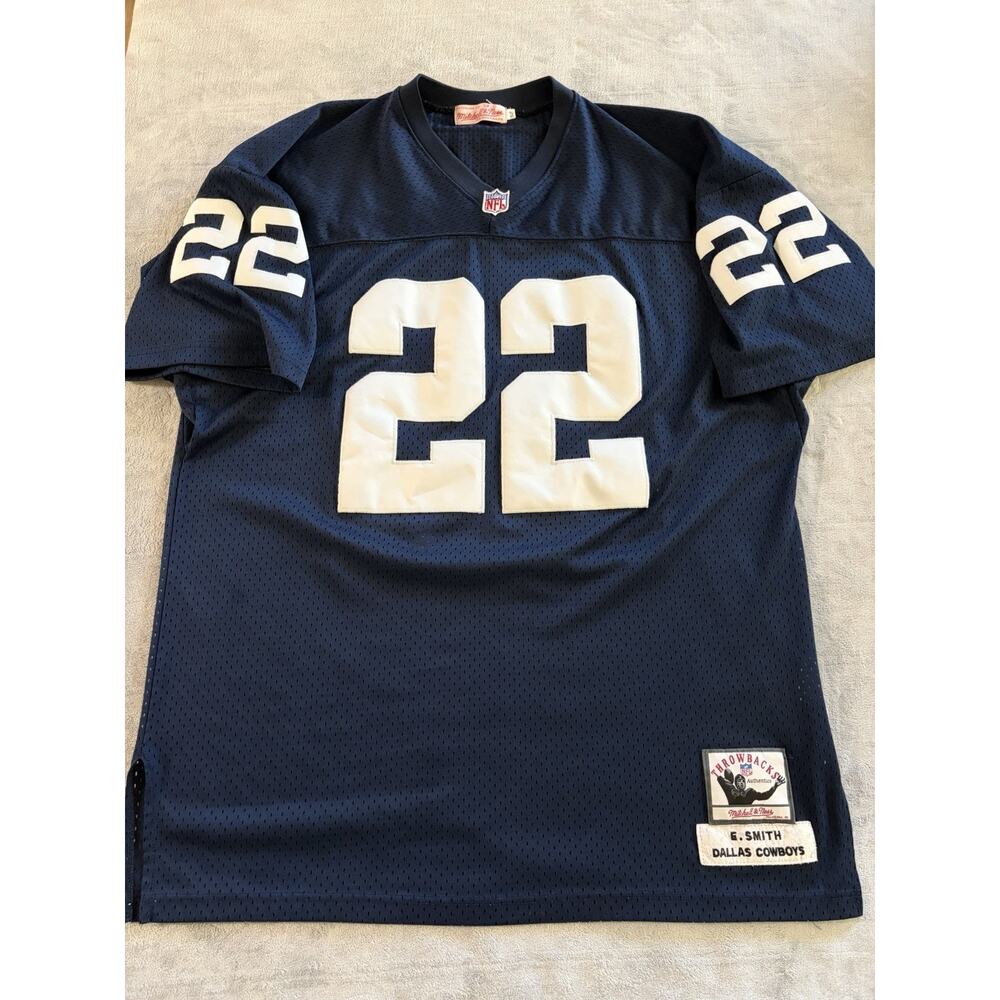 Mitchell & Ness Emmitt Smith Dallas Cowboys Vintage Throwback Jersey Sz 52 Blue